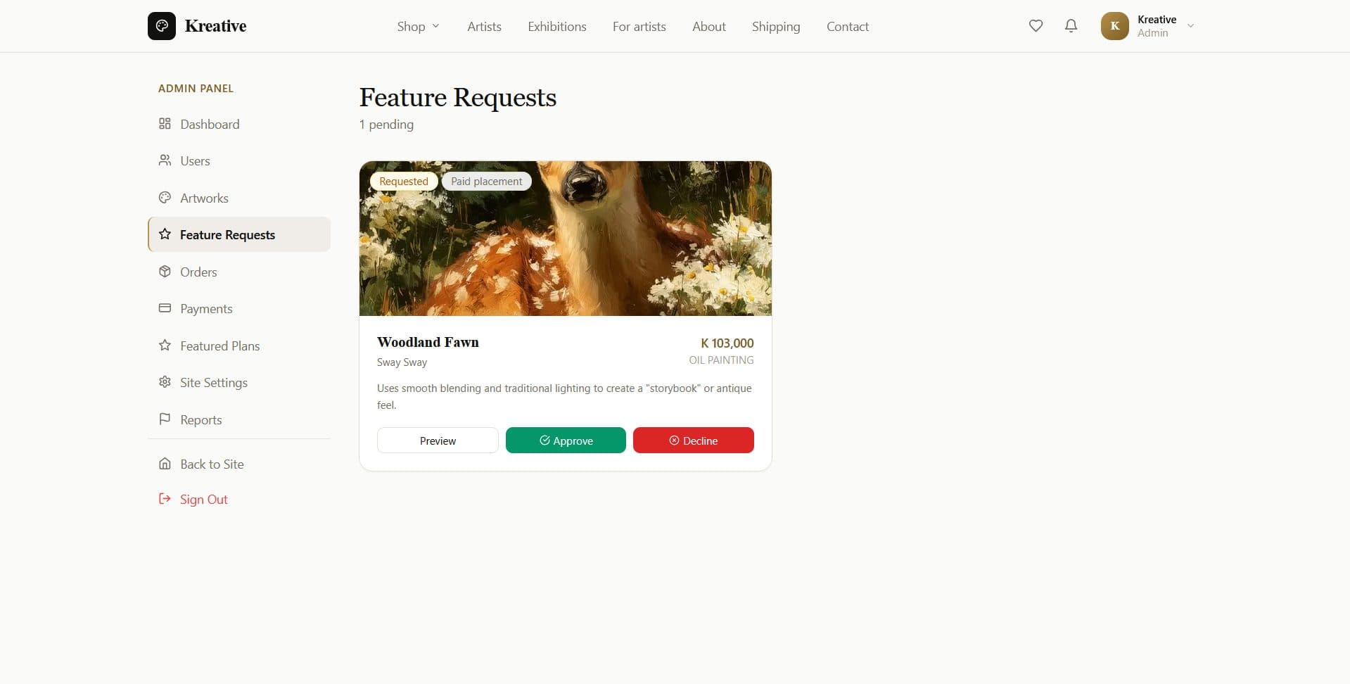 Admin console — feature requests